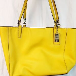 Yellow Leather Tote Bag